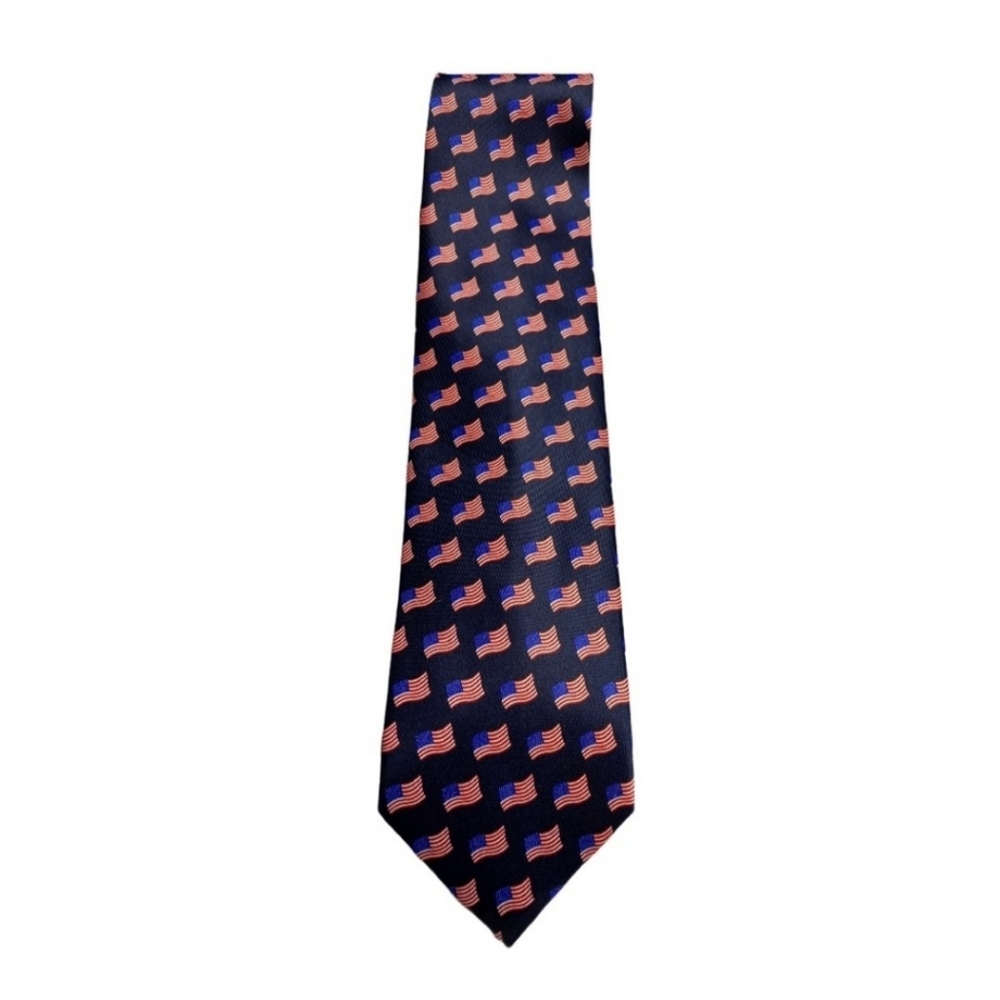 DAVVERO BENINO Navy Blue American Flag SILK Tie